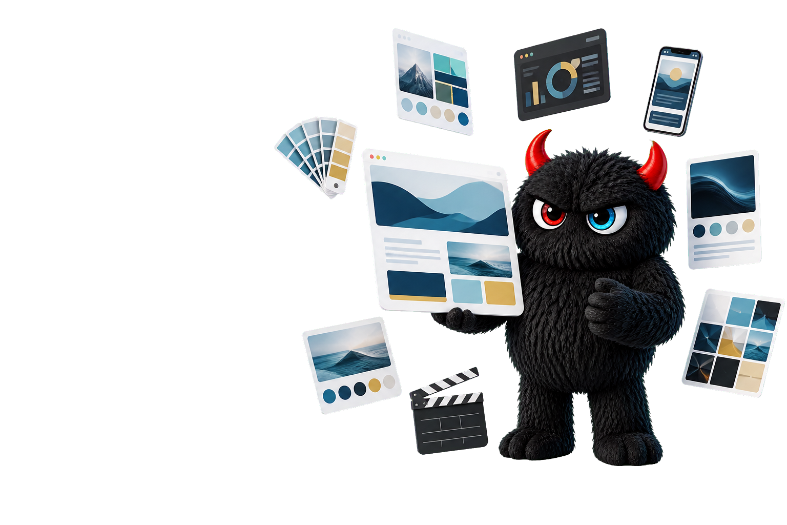 The MMG monster curating a gallery of websites, applications, campaigns and brand systems