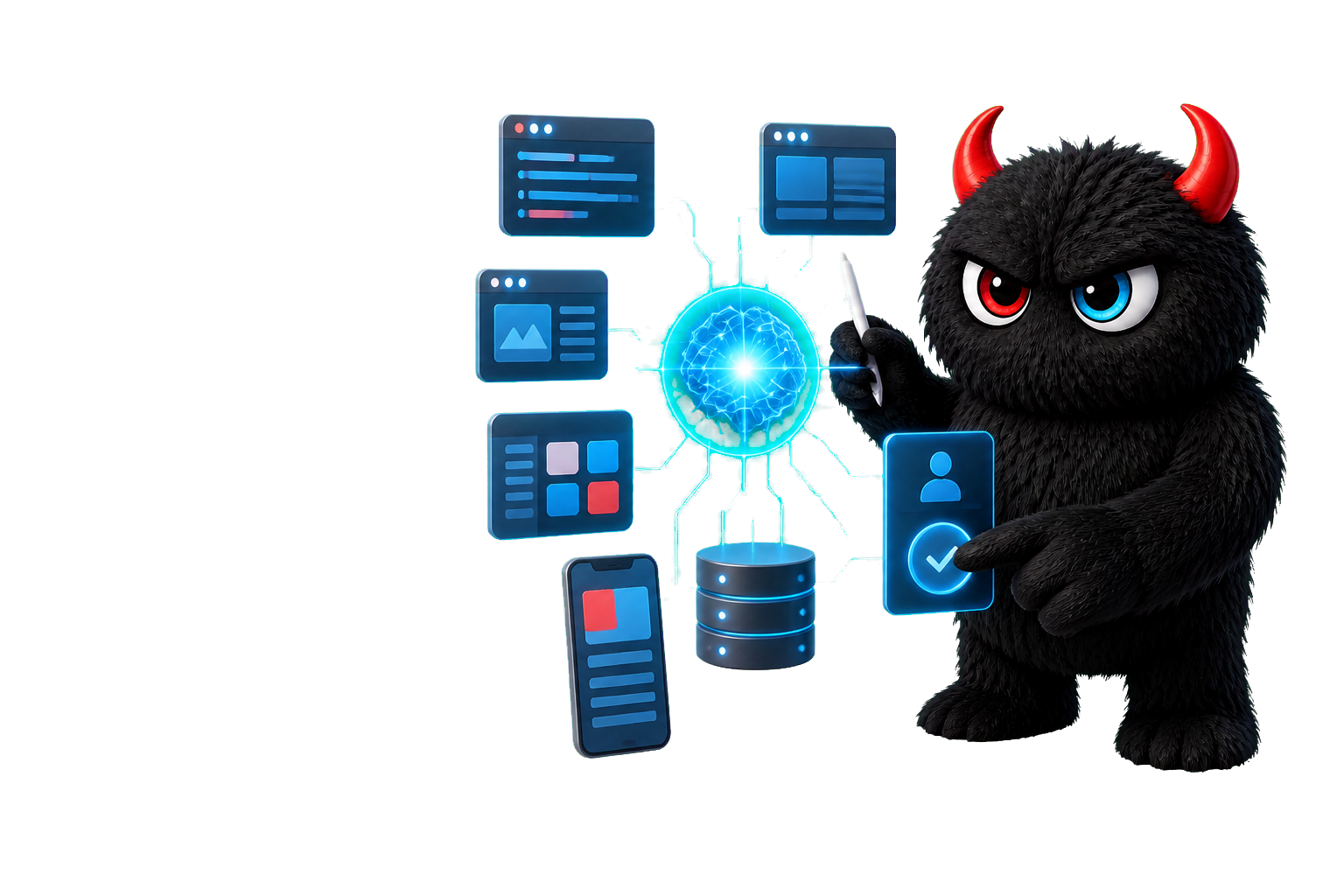 MMG monster illustrating AI & Application Development