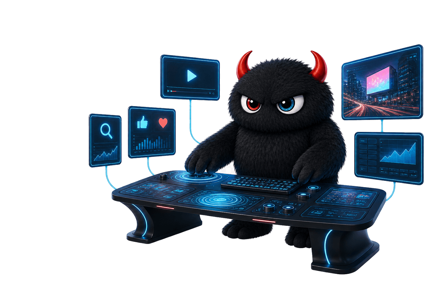 MMG monster directing a connected paid media plan across search, social, streaming, television and digital billboards